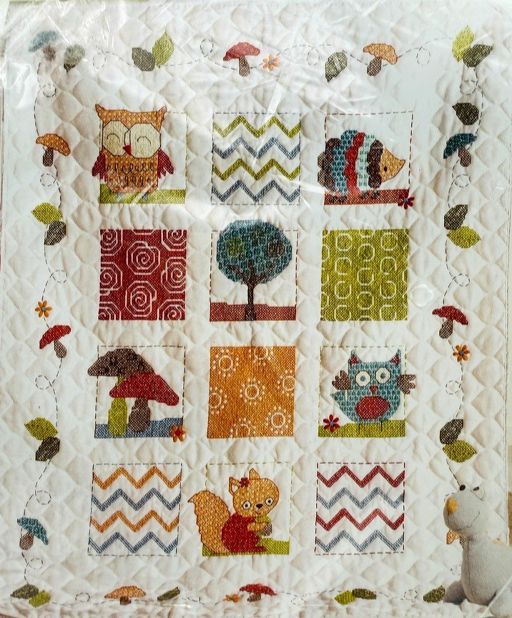 Bucilla Woodland Baby Crib Cover Stamped Cross Stitch Kit #46186 Mushroom Sealed